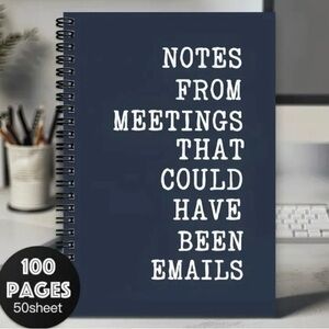 Navy Spiral Notebook with Humorous Work Quote ‘NOTES FROM MEETINGS…’